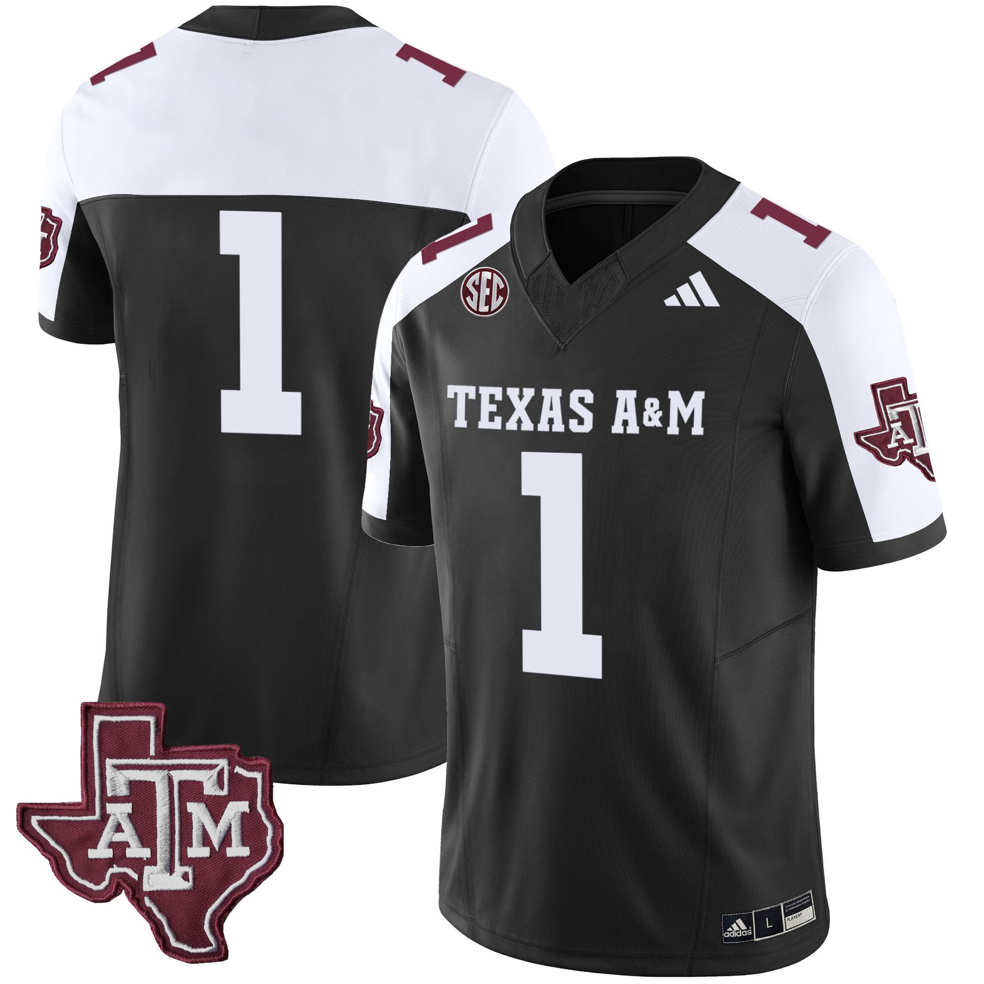 Men Texas A&M Aggies 1 No Name Black 2024 Vapor Limited NCAA Jersey